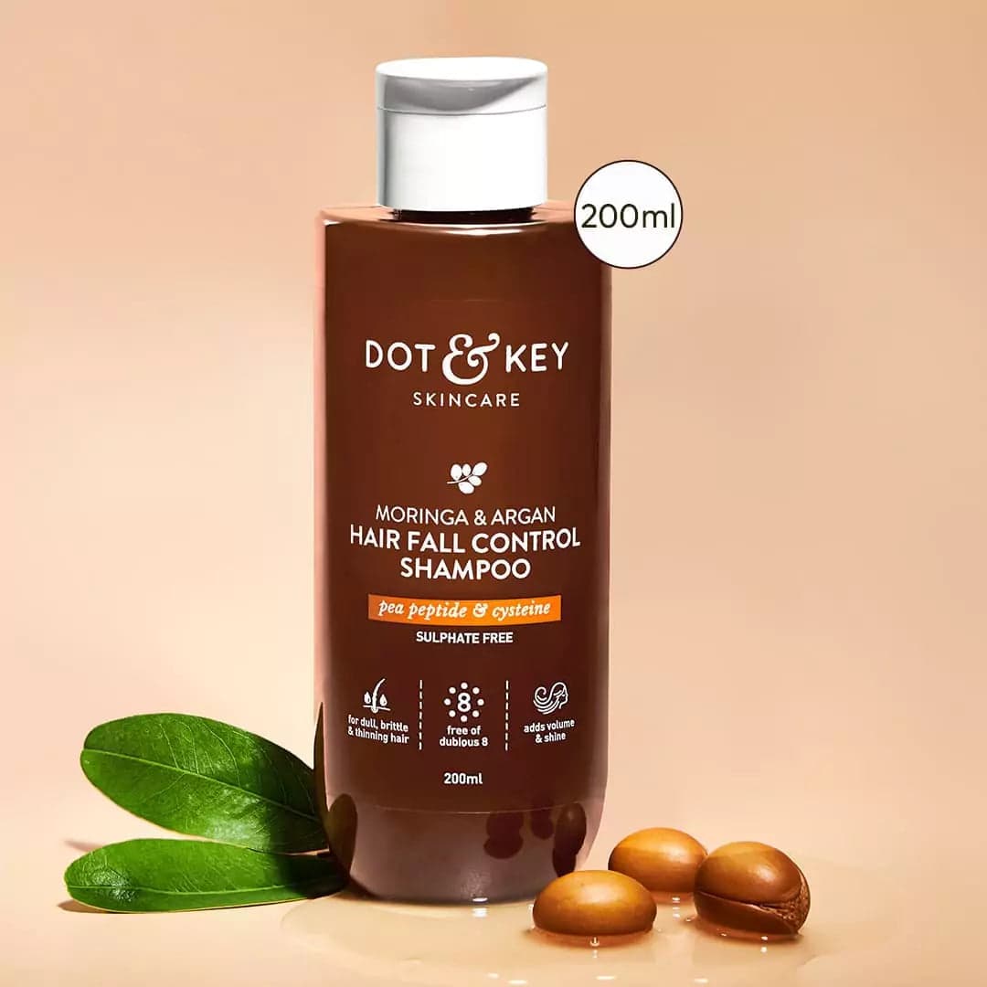 Dot & Key Moringa & Argan Oil Hair Fall Control Shampoo bottle product packaging