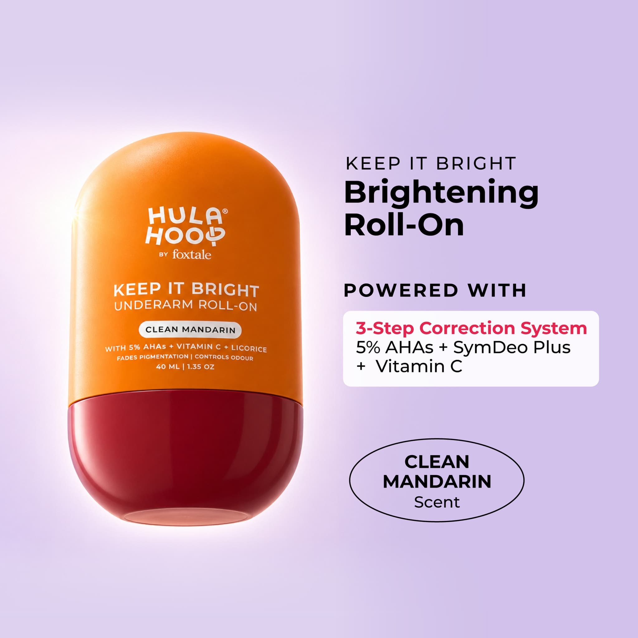 Foxtale Hula Hoop Keep It Bright Underarm Roll-On orange product packaging