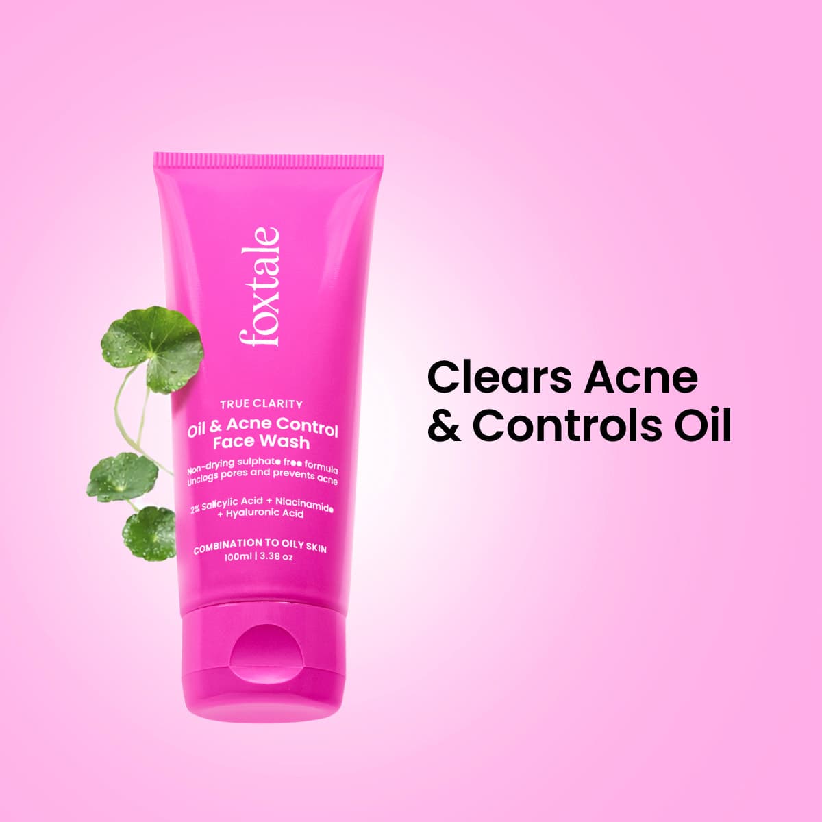 Foxtale True Clarity Oil & Acne Control Face Wash pink tube product packaging