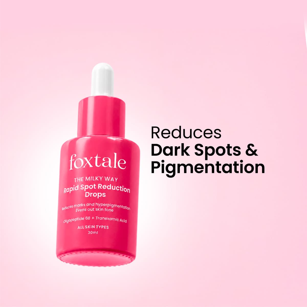 Foxtale The Milky Way Rapid Spot Reduction Drops pink dropper bottle product packaging