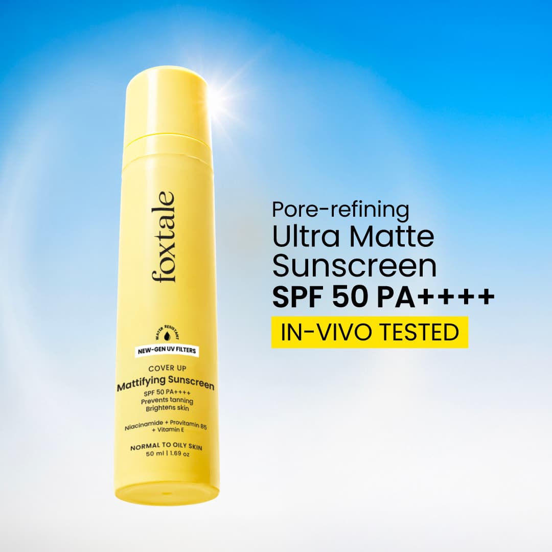 Foxtale Ultra Matte Sunscreen SPF 50 PA++++ yellow bottle product packaging
