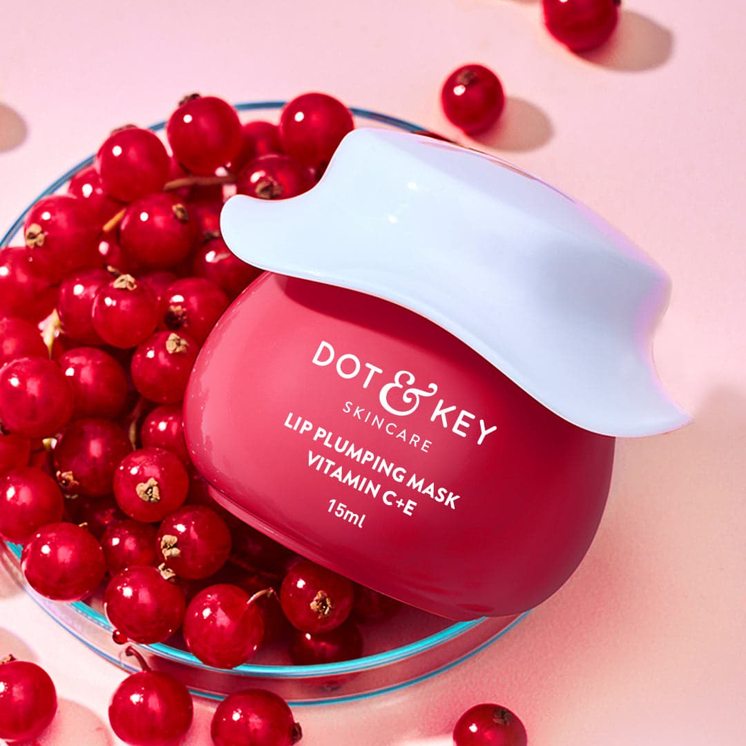 Dot & Key Lip Plumping Mask with Vitamin C + E tube product packaging
