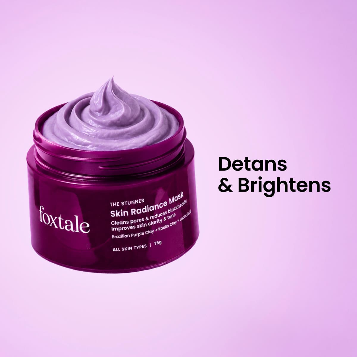 Foxtale face mask range including Skin Radiance, Overnight Glow, and Pore Clarifying Swirl masks